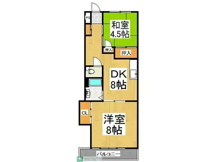 山登ビル(2DK/3階)の間取り写真