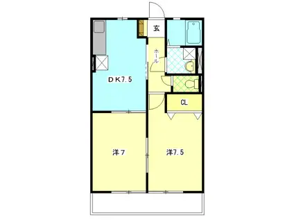 ゆうあいII(2DK/2階)の間取り写真