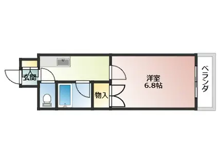 ボナハイツ川野(1K/5階)の間取り写真