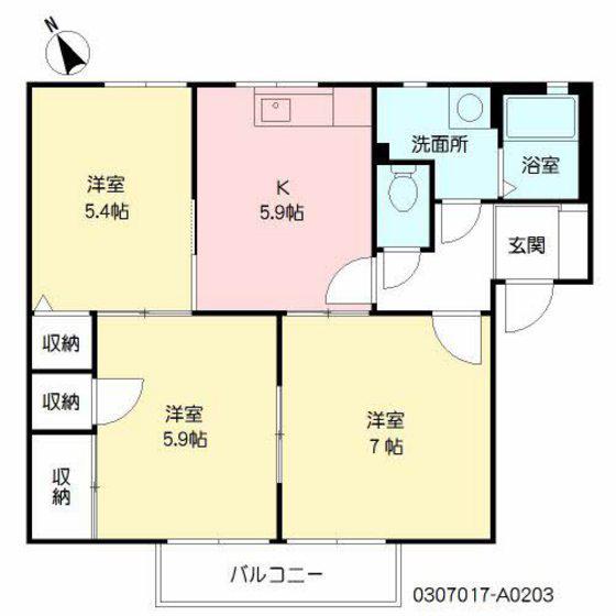 ソフィア宮永(3K/2階)の間取り写真