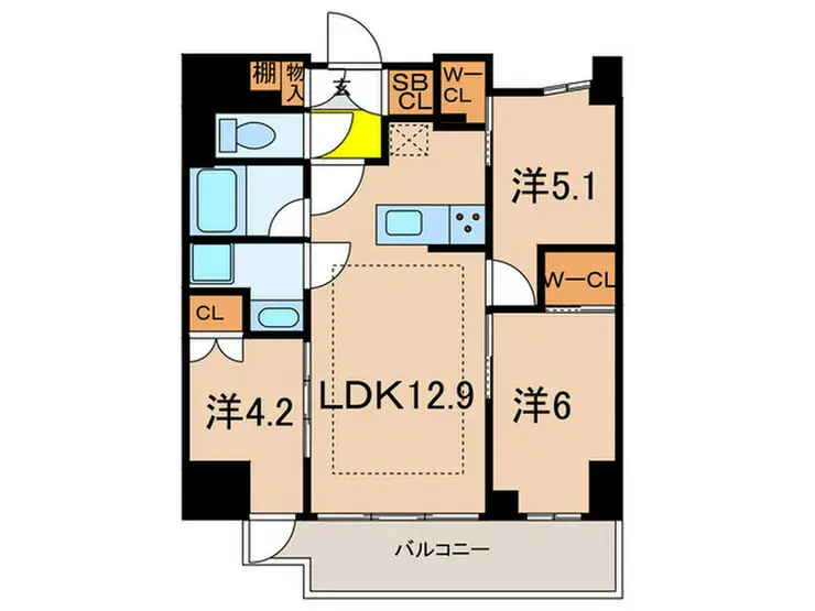 リビオレゾン王子 7階階 間取り