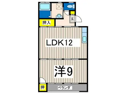 第二黒潮ビル(1LDK/1階)の間取り写真