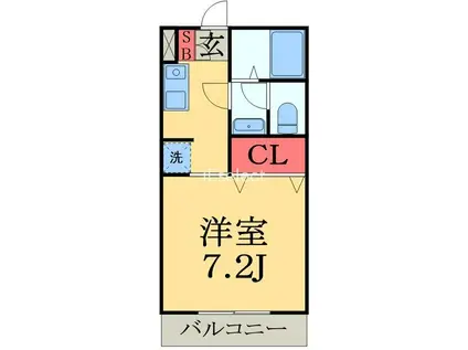 ジェンティーレ幕張本郷(1K/2階)の間取り写真