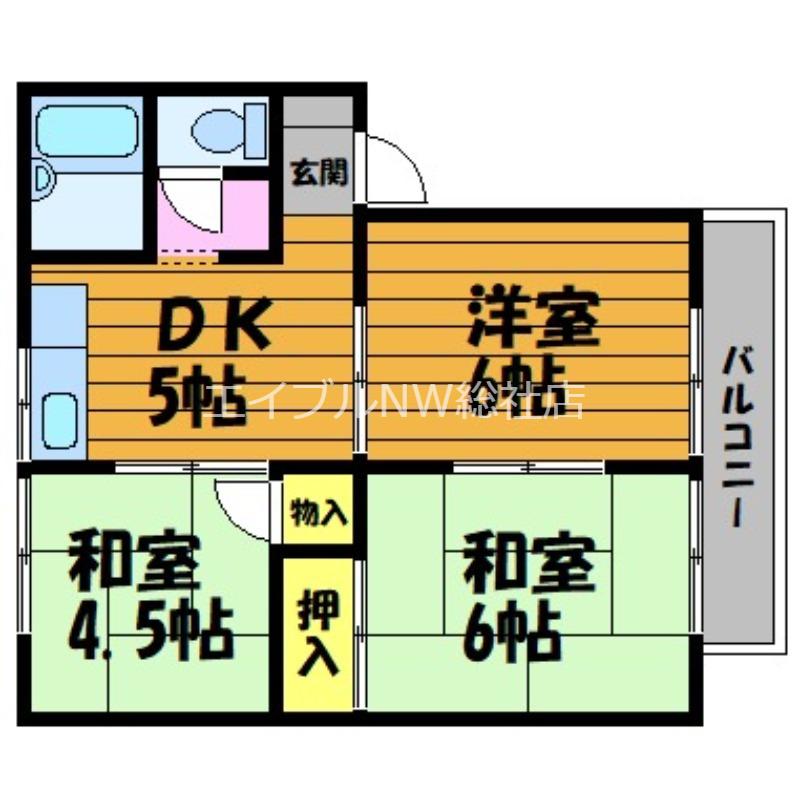 コーポ岸本A棟(3DK/2階)の間取り写真