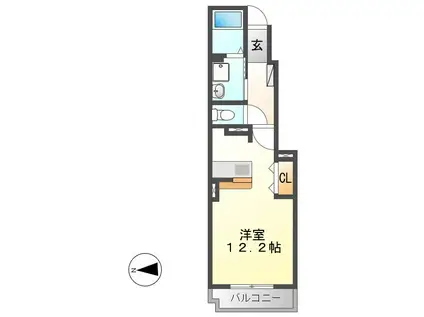 プチ・パステ-クII(ワンルーム/1階)の間取り写真