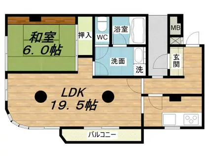 ビルシャナ(1LDK/4階)の間取り写真