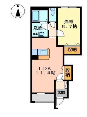 カトレア(1LDK/1階)の間取り写真