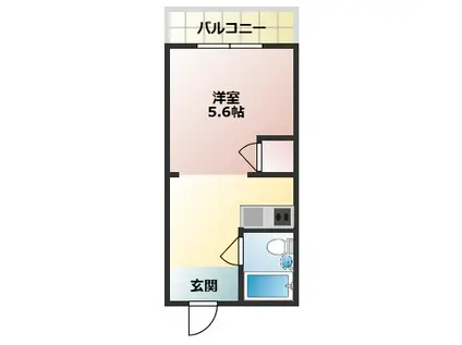 中大路ビル(1K/5階)の間取り写真