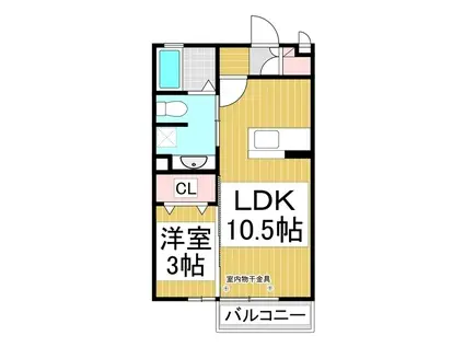 RECENTEひがの(1LDK/1階)の間取り写真
