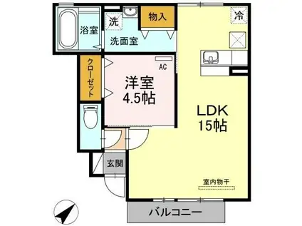 エトワールしゅりII(1LDK/1階)の間取り写真