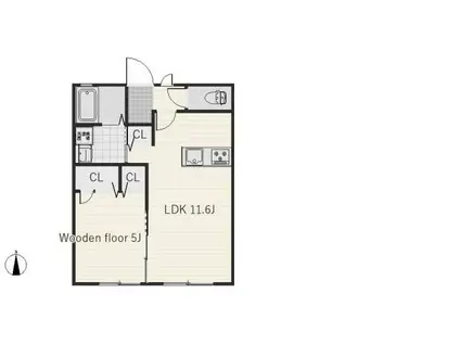 ラ・メール唐津(1LDK/2階)の間取り写真