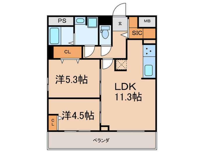 GRAN PASEO大森北(2LDK/5階)の間取り写真