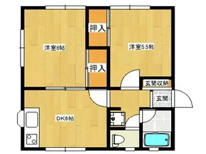 パレス鹿島(2DK/1階)の間取り写真