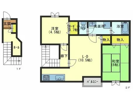 トゥー・ル・モンドS(2LDK/2階)の間取り写真