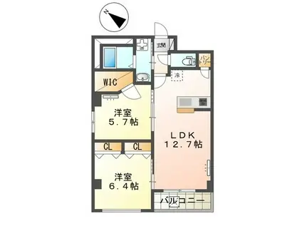 SUNSHINE RESIDENCE(2LDK/2階)の間取り写真