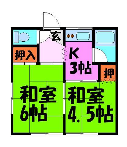 第一ハウス(2K/2階)の間取り写真