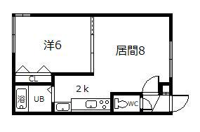 シンフォニーMIKI(1LDK/2階)の間取り写真