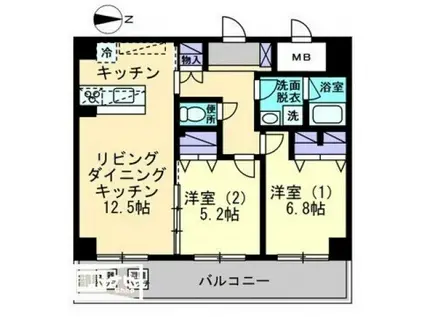 ル・マレNISHIKIMACHI(2LDK/7階)の間取り写真