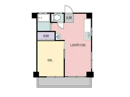 スターマンション(1LDK/3階)の間取り写真