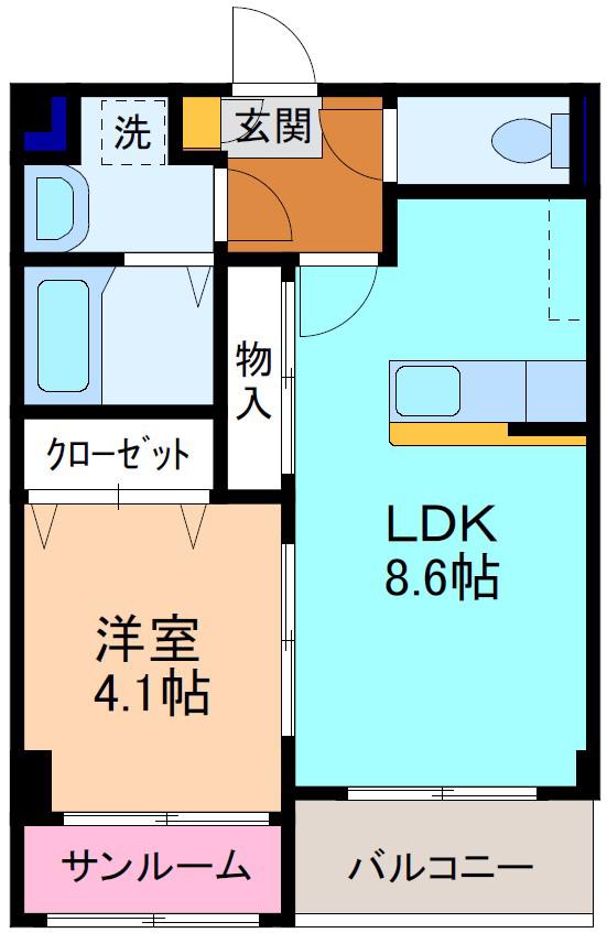 CALA ROSSO(1LDK/1階)の間取り写真