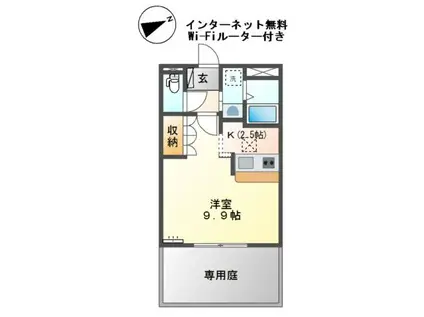 フォンテーヌアベニューI(ワンルーム/1階)の間取り写真