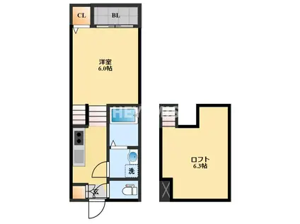 MODERN PALAZZO多良見IC(1SK/1階)の間取り写真