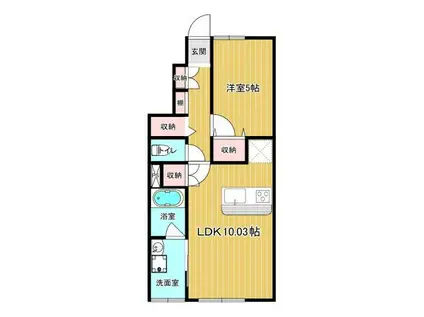 東北新幹線 七戸十和田駅 バス乗車時間：40分 最寄りバス停で下車 徒歩7分 2階建 築5年(1LDK/1階)の間取り写真