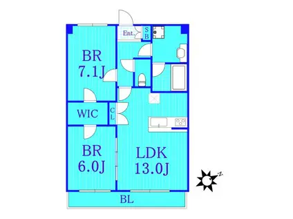 レシディール(2LDK/1階)の間取り写真