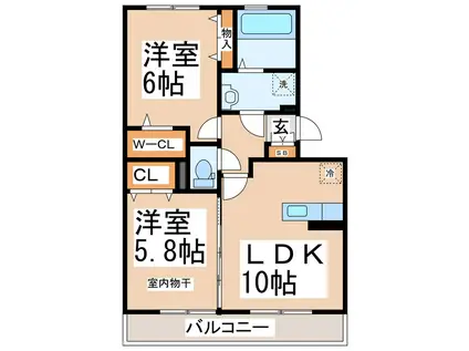 エスぺランサNOZOMI(2LDK/2階)の間取り写真