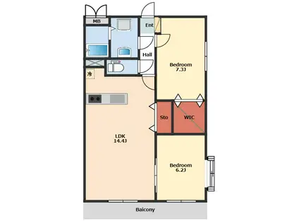 インフィニティ310(2LDK/3階)の間取り写真