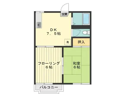 フォーブル桃の木(2DK/2階)の間取り写真