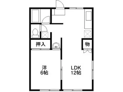 リヴェール湘南B(1LDK/2階)の間取り写真