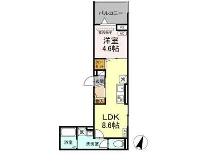 D-ROOM万町II(1LDK/3階)の間取り写真