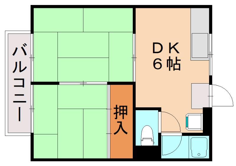 コーポみのだ A棟(2DK/2階)の間取り写真