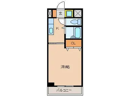 アルカコンネ大工(1K/4階)の間取り写真