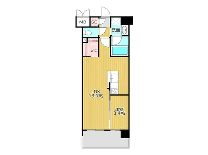 ウイングス西本町(1LDK/2階)の間取り写真