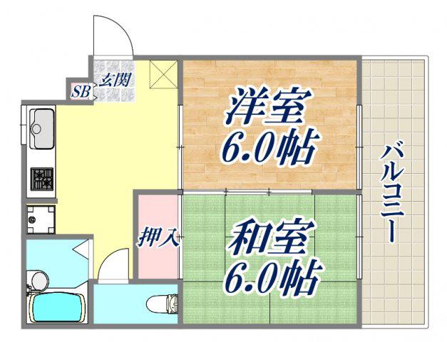 リヴィエール苦楽園(2K/1階)の間取り写真