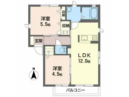 シャーメゾン・クレメンテ B棟(2LDK/1階)の間取り写真