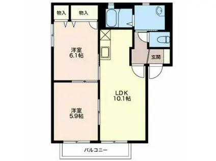 レジデンシャルC(2LDK/1階)の間取り写真