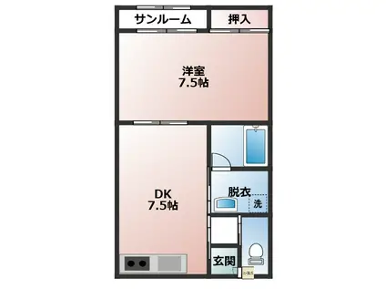 コーポマイティ(1DK/1階)の間取り写真