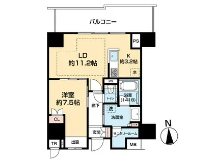 ザ・ハウス豊橋ウエスト(1LDK/14階)の間取り写真