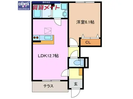 ＪＲ紀勢本線 亀山駅(三重) 徒歩67分 2階建 築9年(1LDK/1階)の間取り写真
