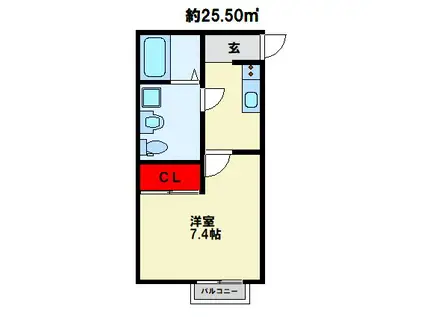フェルト263(1K/1階)の間取り写真