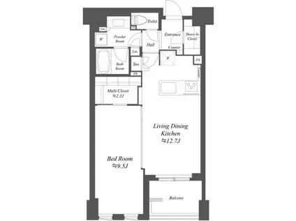 プライマル練馬豊島園(1LDK/4階)の間取り写真