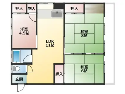竹田マンション(2LDK/2階)の間取り写真