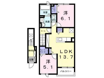 アドヴァンス立石(2LDK/2階)の間取り写真
