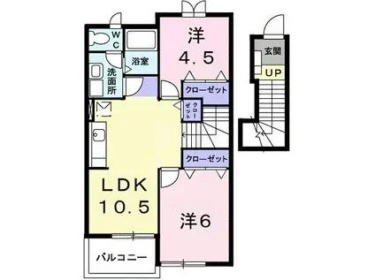 フラン・アンジュ(2LDK/2階)の間取り写真