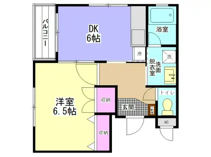 エルラード北里II(1DK/1階)の間取り写真