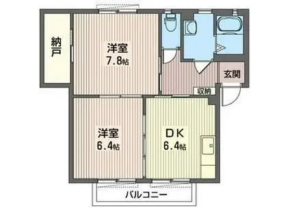 クレストコートII(2DK/1階)の間取り写真