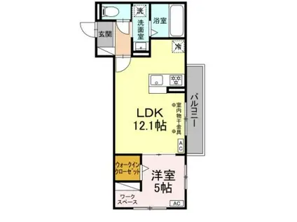 ヒルクレスト錦町(1LDK/2階)の間取り写真